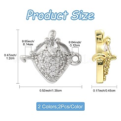 4Pcs 2 Colors Brass Pave Cubic Zirconia Fruit Connector Charms&nbsp;KK-FS0001-73C