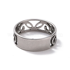 Non-Tarnish 201 Stainless Steel Hollow Leaf Finger Ring for Women&nbsp;RJEW-J051-46P