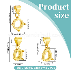 6Pcs 3 Styles Brass Pendant Cabochon Settings&nbsp;KK-PH0015-49G