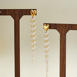 304 Stainless Steel & Plastic Pearl Tassel Stud Earrings&nbsp;WG7F267-01