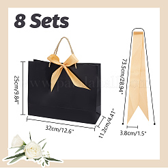 Rectangle Paper Shopping Storage Tote Bags with Ribbon&nbsp;ABAG-WH0038-58