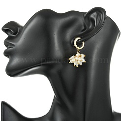 Natural Freshwater Pearl & Brass Cubic Zirconia Dangle Hoop Earrings&nbsp;EJEW-JE07260