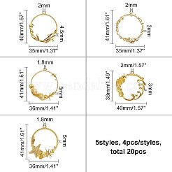 Rack Plating Alloy Open Back Bezel Pendants&nbsp;PALLOY-OC0001-02G
