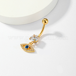 Eye-shaped 201 Stainless Steel Clear Cubic Zirconia Navel Rings for Women's Party Wear&nbsp;XS3043