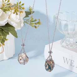 2Pcs 304 Stainless Steel Macrame Pouch Necklace Making for Gemstone Nuggets&nbsp;NJEW-BBC0001-27B
