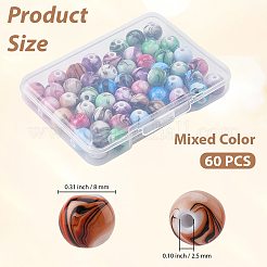 60Pcs Printed Acrylic Beads&nbsp;MACR-PA0001-71