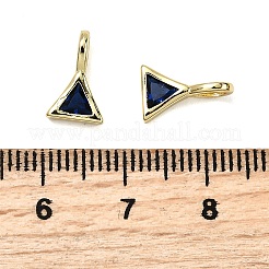 Triangle Brass Micro Pave Cubic Zirconia Charms&nbsp;KK-C134-02G