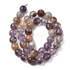 Natural Purple Phantom Quartz Purple Lodolite Quartz Round Beads Strands&nbsp;G-Z127-B01-10mm