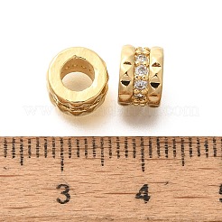 Rack Plating Brass Micro Pave Clear Cubic Zirconia European Beads&nbsp;KK-H508-12G