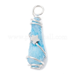 Electroplated Natural Quartz Crystal Dyed Copper Wire Wrapped Pendants&nbsp;PALLOY-JF02327-03