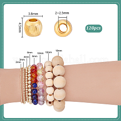 120Pcs Textured Brass Beads&nbsp;KK-PH0011-78