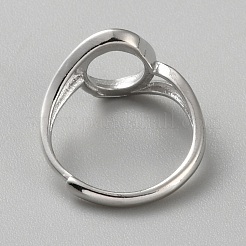Rhodium Plated 925 Sterling Silver Adjustable Ring Components&nbsp;FIND-WH0152-692P