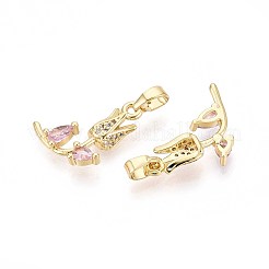 Brass Micro Pave Cubic Zirconia Pendants&nbsp;KK-T071-114G