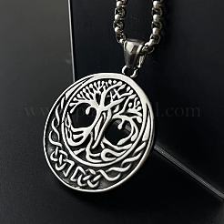 Stylish Punk Stainless Steel Hollow Tree of Life Pendant Necklaces for Men&nbsp;AE1544