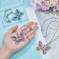 3Pcs Butterfly Alloy Glass Pendant Decoration&nbsp;HJEW-PH02100