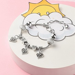 Alloy Heart Charm European Bracelet with Snake Chains&nbsp;BJEW-JB08046-02