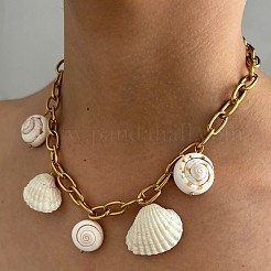 Summer 316L Surgical Stainless Steel & Natual Shell Pendant Necklaces for Women&nbsp;FS-WG2E862-01