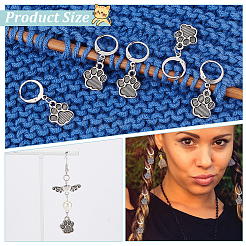 Alloy Paw Print Charm Locking Stitch Markers&nbsp;HJEW-PH01787