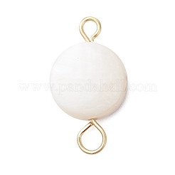 3Pcs Natural Freshwater Shell Flat Round Connector Charms&nbsp;PALLOY-JF04019