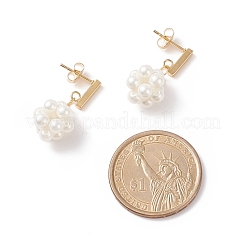 Shell Pearl Braided Ball Dangle Stud Earrings&nbsp;EJEW-TA00107