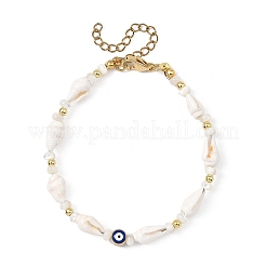 Natural Sea Shell Shell & Trochid & Alloy Enamel Beaded Bracelets for Women&nbsp;BJEW-JB14067