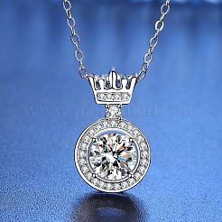 Anti-Tarnish Rhodium Plated 925 Sterling Silver Micro Pave Clear Cubic Zirconia Cable Chain Necklaces&nbsp;AJEW-U007-03P