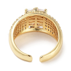 Rack Plating Brass Pave Clear Cubic Zirconia Open Cuff Rings&nbsp;RJEW-M172-06G