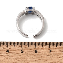 Brass Micro Pave Cubic Zirconia Cuff Open Rings for Women&nbsp;RJEW-L343-04P