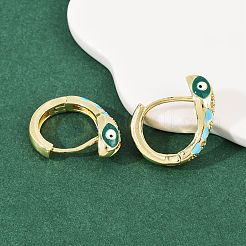 Brass Micro Pave Cubic Zirconia Hoop Earrings&nbsp;EJEW-B146-02G-10