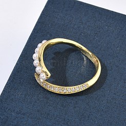 Brass Micro Pave Cubic Zirconia Cuff Open Rings&nbsp;RJEW-C158-01G