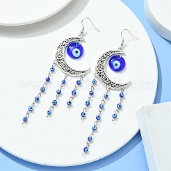 Tibetan Style Alloy Crescent Moon Chandelier Earrings&nbsp;EJEW-JE05515