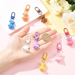 8Pcs 8 Colors Opaque Resin Bear Pendant Decorations&nbsp;HJEW-YW00285