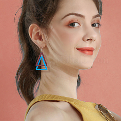 8 Pairs 8 Colors Wood Double Triangle Dangle Earrings with Iron Pins&nbsp;EJEW-AN0004-46