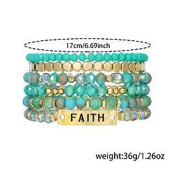 6Pcs 6 Styles Bohemian Style Alloy and Resin Synthetic Quartz Crystal Bracelet Sets&nbsp;FS-WG14188-01