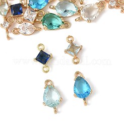 18Pcs 9 Styles Brass Pave Transparent Glass Links/Connectors&nbsp;GLAA-FS0002-34
