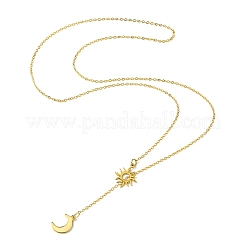 304 Stainless Steel Moon & Sun Lariat Necklace&nbsp;NJEW-JN04523