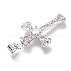 Brass Micro Pave  Clear Cubic Zirconia Pendants&nbsp;ZIRC-O038-02P