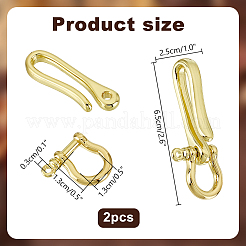 2Pcs Brass Shackle Clasps with Brass S Hook Clasps&nbsp;KK-PH0010-57LG