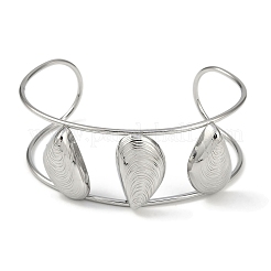 304 Stainless Steel Wide Hollow Textured Opaen Cuff Bangles&nbsp;BJEW-Q348-07P-03