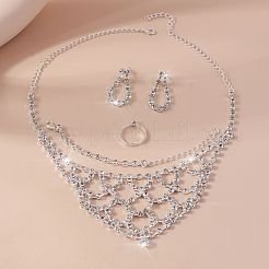 Alloy Rhinestone Bracelets & Earrings & Necklaces & Rings Sets for Women&nbsp;FS-WGE054E-01