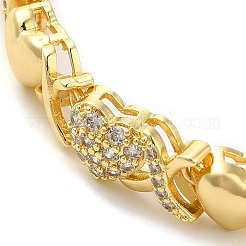 Cubic Zirconia Heart Link Chain Bracelet&nbsp;BJEW-M296-05G