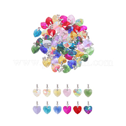48Pcs 12 Styles Heart Glass Pendants&nbsp;PALLOY-GO00029
