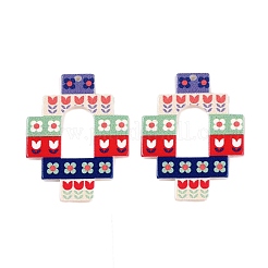 Flower Theme Printed Acrylic Pendants&nbsp;OACR-T028-14B