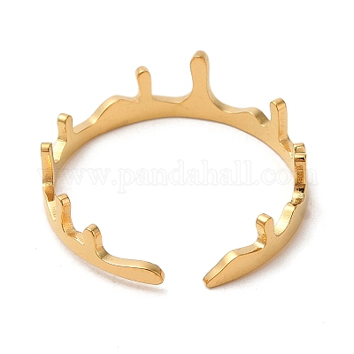 304 Stainless Steel Open Cuff Ring&nbsp;RJEW-Z026-04G-1