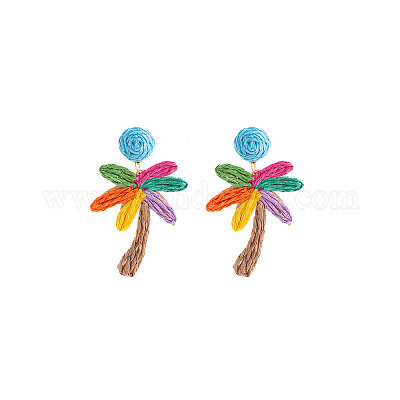 Raffia Dangle Stud Earrings&nbsp;WGDAA6F-04-1