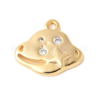 Brass Micro Pave Clear Cubic Zirconia Pendants&nbsp;KK-U064-09G-1