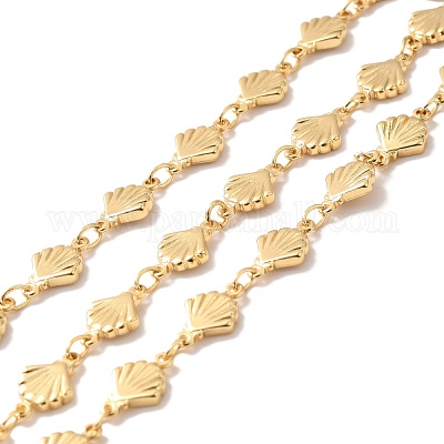 Rack Plating Brass Oval & Shell Link Chains&nbsp;CHC-I040-13G-1