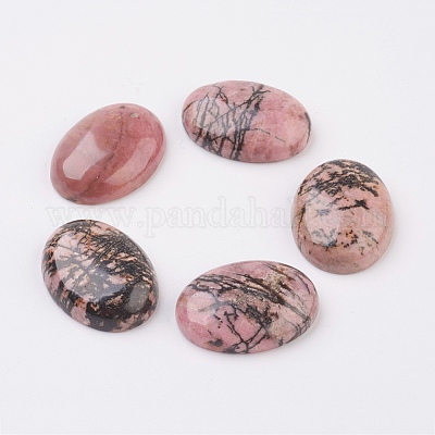 Natural Rhodonite Flat Back Cabochons&nbsp;G-G741-13x18mm-12-1