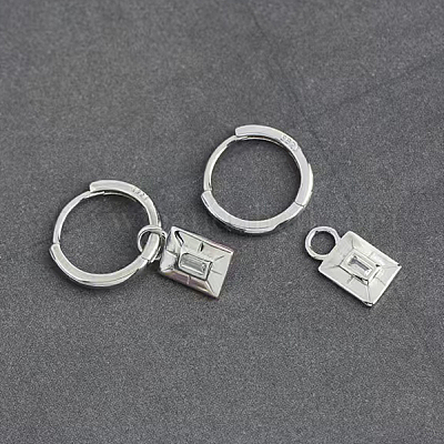 925 Sterling Silver Rectangle Hoop Earrings Simple Geometric Fashion Accessory&nbsp;KF9307-2-1