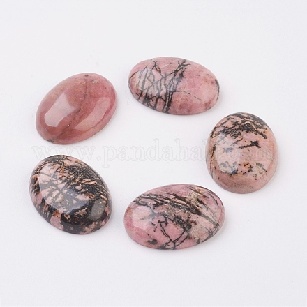 Natural Rhodonite Flat Back Cabochons&nbsp;G-G741-13x18mm-12-1